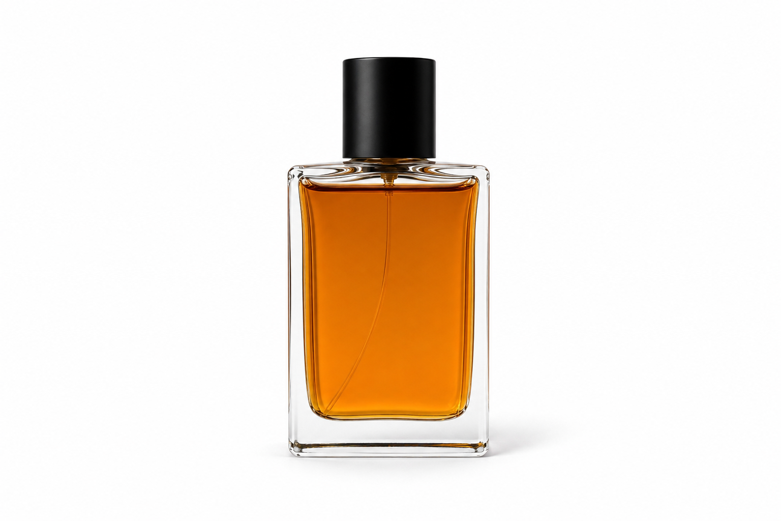 Unbranded amber perfume bottle on a white background